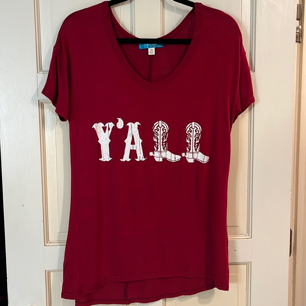 Y’ALL crimson tee shirt